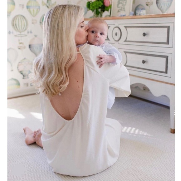 NWT HILL HOUSE Ivory Puffed Long Sleeve Gathered Neck Open Back Maxi Dress XXL - Picture 7 of 11